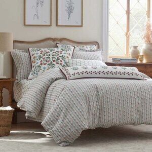 Delphine Classic Cool Cotton Percale Comforter - Ivory Multi, Full/Queen